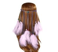 Cravate Pince adapté pour femmes, coiffure Boho Hippie, couvre-chef de Style américain, cheveux de fête de Festival Plaid Fourrure Soldes (Purple, One Size)