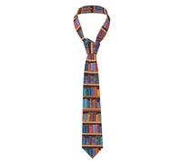 Cravate pour homme à motif bibliothèque - Cravate fine en polyester satiné de qualité supérieure, à motif floral, idéale pour les mariages, les occasions professionnelles et les cadeaux de Noël.