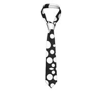 Cravate pour hommes, papier peint tableau noir, impression tissée, décontractée, cravate mince, cravate formelle pour mariage d'affaires, Noir à pois blancs, taille unique