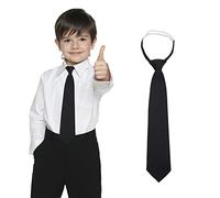 Cravate pré-nouée pour enfant, garçon, avec clip, noire, effet soie, pour mariage, uniforme scolaire, anniversaire, accessoire vestimentaire, Noir , 32*7cm