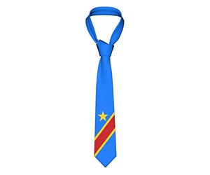 Cravate rayée avec drapeau de la République démocratique du Congo pour homme, blanc, taille unique
