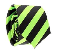 Cravate Rayures Larges Vert Fluo et Noire - Cravate rayée