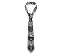 Cravate skinny pour homme WHJSSF Steel Skull Prints Easy Care Polyester Cravate pour costumes, mariages, fêtes - 145 x 7,9 cm