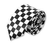 Cravate slim et fine à carreaux, noir et blanc