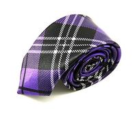 Cravate slim et fine écossaise violette, finitions main