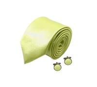 Cravate slim et manchette jaune-chartreuse