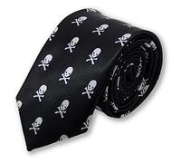 cravate slim fantaisie pirate, tête de mort