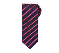 Cravate sport homme Premier avec motif à rayures RW5237 (taille unique) (Bleu marine / Rouge)