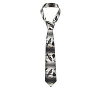 Cravate tendance en polyester pour homme Motif corbeau et oiseaux sur une branche Noir, Noir , taille unique