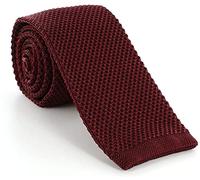 cravate tricot homme, rouge-bordeaux, finitions main