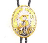Cravate Western Cowboy Bolo Pour Homme - Corde En Cuir Faite À La Main Insigne Ovale De Lettre En Relief Doré De Luxe Cravate Bola Cravate Cravate Fine, Accessoires De Tendance De Mode De Bijoux De