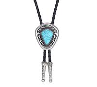 Cravate Western Western Cowboy Bolo Vintage Pour Homme - Corde En Cuir Faite À La Main Turquoise Géométrique Créative Cravate Bola Cravate Cravate Fine, Cadeau D'Accessoires De Tendance De Mode D