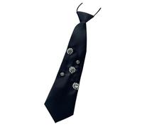 Cravates noires uniformes avec perles col détachable Japon Seifuku Cosplay Cravate pré-nouée écolière Costume Cravate pour femme Uniforme JK Cravate, Trois perles blanches, taille unique