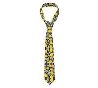 Cravates pour hommes avec imprimé citron fruit - Longue cravate skinny pour garçons d'honneur, affaires et mariage | Élégante et durable, noire, taille unique, Noir/blanc, taille unique