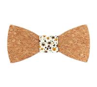 cravateSlim Noeud Papillon Liège Liberty Blanc - Noeud Papillon Homme Fleuri - Liège et motif à Fleurs - Mariage Champetre Thème Nature Bois et Floral