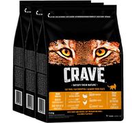 Crave Nourriture sèche de qualité supérieure avec Dinde et Poulet pour Chats - Nourriture pour Chat Adulte sans céréales à Haute teneur en protéines - 3 x 2,8 kg
