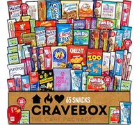 CraveBox Deluxe Pflegepaket Snack-Box (50 Stück) - Geschenkkorb Vielfalt Pack Mit Bars, Chips, Süßigkeiten Und Keksen