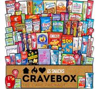 CraveBox Deluxe Pflegepaket Snack-Box (50 Stück) - Geschenkkorb Vielfalt Pack Mit Bars, Chips, Süßigkeiten Und Keksen