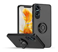 CRAVEN Coque pour Huawei Honor 90 Lite 5G Étui avec Ring Anneau Support Antichoc Protection Case Cover Fixation Magnetic Magnétique Mince Souple Silicone Housse Bumper, Noir