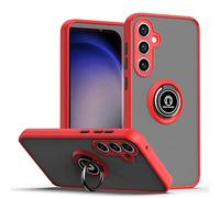 CRAVEN Coque pour Oppo A16 / A16s / A54s Étui avec Ring Anneau Support Antichoc Protection Case Cover Fixation Magnetic Magnétique Mince Souple Silicone Housse Bumper, Rouge