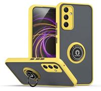 CRAVEN Coque pour Samsung Galaxy A35 5G Étui avec Ring Anneau Support Antichoc Protection Case Cover Fixation Magnetic Magnétique Mince Souple Silicone Housse Bumper, Jaune