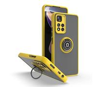 CRAVEN Coque pour Xiaomi Redmi Note 11 Pro 4G / 5G / Note 12 Pro 4G Étui avec Ring Anneau Support Antichoc Protection Case Cover Fixation Magnetic Magnétique Mince Souple Silicone Housse Bumper, Jaune
