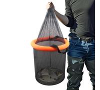 Crawfish Basket, Foldable Net, Live Catch Holder, Portable Mesh Design, Drawstring Closure, Compact, Lightweight, for Saltwater and Freshwater Fishing