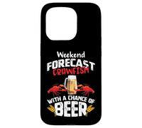 Crawfish with a Chance of Beer Weekend Forecast Seafood Boil Coque pour iPhone 15 Pro