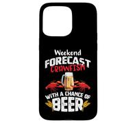 Crawfish with a Chance of Beer Weekend Forecast Seafood Boil Coque pour iPhone 15 Pro Max