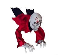 Crawler en tissu pour Halloween Rouge 130 cm | Mouvement de ramper réaliste, effets sonores étranges, 130 cm de long, couleurs rouges et grises, pour une maison hantée
