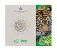 CrawleyCoins Pièce de monnaie 2026 célébrant les 200 ans de zoologie du zoo ZSL de Londres dans un pack menthe