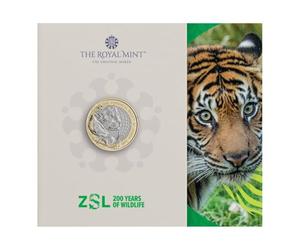 CrawleyCoins Pièce de monnaie 2026 célébrant les 200 ans de zoologie du zoo ZSL de Londres dans un pack menthe