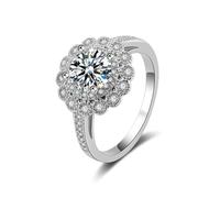 crayfomo 1 carat argent diamant bague couronne en forme de circulaire réglable taille anneau éternité promesse mariage anniversaire cadeaux pour femme