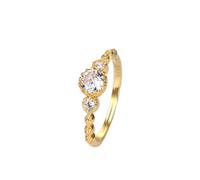 crayfomo 14K Gold-plated Ladies' Ring, Adjustable Open Setting Diamond Ring, Unique Jewelry and Charming Accessory for Parties