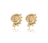 crayfomo 14K Plaqué Or Spirale Coquillage Boucles D'oreilles, Cubic Zirconia Incrusté Conque Shell Boucles D'oreilles pour Océan Plage Partie Casual Bijoux