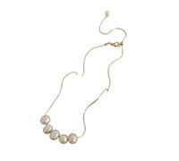 crayfomo 18K plaqué or courbé perle Collier ras de cou pour les femmes, Dainty 5-Pearl Sourire Design, 40cm de longueur, 4.5g bijoux minimaliste pour un usage quotidien