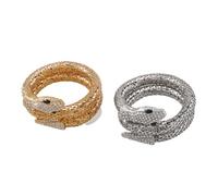 crayfomo 2PCS Dainty or serpent Bracelet pour les femmes 18k plaqué or serpent Bracelet pendentif minimaliste délicat à la main Boho bijoux pour ses femmes