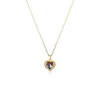 crayfomo Aile d'ange coeur collier pour les femmes, collier avec cristal irisé bleu, coeur aile pendentif cadeau pour femme maman, bijoux tous les jours élégant