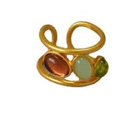 crayfomo Bague en laiton, ouverture anneau réglable, laiton placage or vintage bague empilable, l'Europe et la conception de niche des États-Unis,