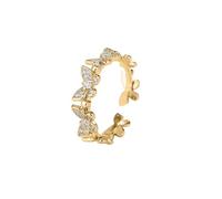 crayfomo Bague ouverte papillon en cristal doré pour femme, anneaux de déclaration avec zircone cubique pour femme Anneaux ouverts réglables