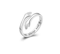crayfomo Bagues câlin pour femmes et hommes, bague de l’espoir ajustable en acier inoxydable, bague «Câlin du ciel» - un cadeau parfait pour vos proches, vos amis et vous-même