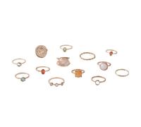 crayfomo Bagues d'agate de style baroque - 12 pièces en vrac Pack de bagues de cocktail de déclaration vintage assortie