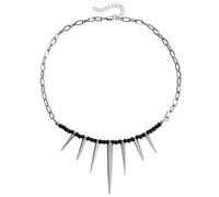 crayfomo Black Beaded Rivet Pendant Necklace for Women Y2k Goth Punk Spliced Chain Necklace Beaded Rivet Tassel Charm Choker Necklaces Hip Hop Jewelry Gift