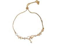 crayfomo Bow Bracelet pour femme, mousseux Design avec chaîne réglable comme incrustation de zircon, parfait pour un usage quotidien, cadeau donnant