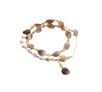 crayfomo Bracelet de tempérament, bijoux petits et polyvalents, imitation pierre naturelle, Bracelet Double couche perle, Bestie Bracelet, accessoires à la main pour les costumes rétro des femmes