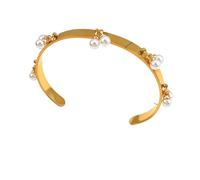 crayfomo Bracelet perlé de perle d'acier inoxydable, bracelet en acier titanique d'or avec les boules en acier mobiles et la conception de couleur de contraste-se fanent résistant