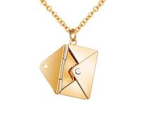 crayfomo Champagne or personnalisé enveloppe médaillon collier pour les femmes, enveloppe amour lettre collier, collier enveloppe de coeur de pêche, amour lettre collier,