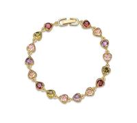 crayfomo Coeur multicolore pierres précieuses cuivre Bracelet éblouissant et accrocheur un cadeau d'anniversaire doux pour petite amie ou femme