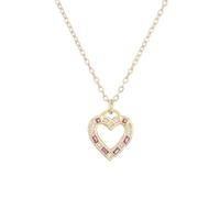 crayfomo Collier coeur en or pour femme pendentif coeur opale blanc avec Zircon rouge Accents Dainty Layering chaîne élégante Français bijoux cadeau