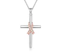crayfomo Collier croix en alliage pour femme, pendentif croix en plaqué or 14 K, chaîne délicate, collier bijoux cadeaux, croix de diamant (argent)